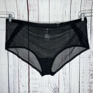 Torrid Curve NWT Size 5 Black - Blue Polka Dot Mid Rise Mesh Lace Cheeky Panties